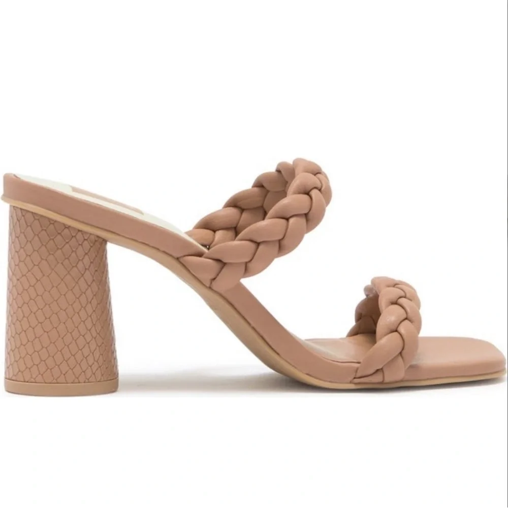 New Dolce Vita Nairi Braided Strappy Block Heel Sandal in Cafe Stella Neutral - Picture 7 of 8